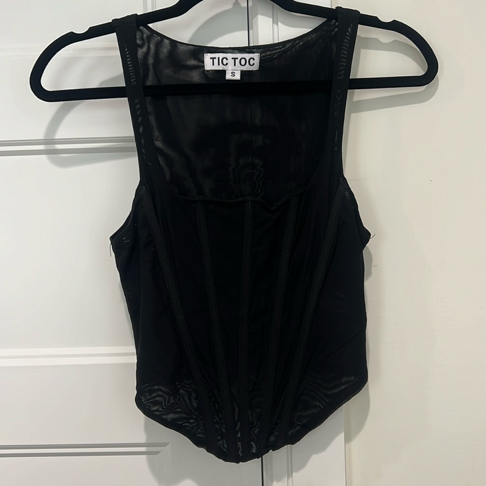 Corset Black Mesh Tank Top